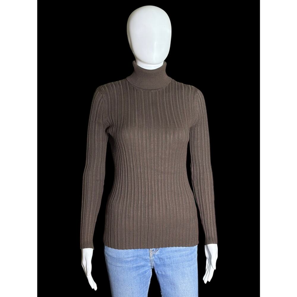 It's Our Time Brown Ribbed Turtleneck Long Sleeve Sweater Women's Size XL